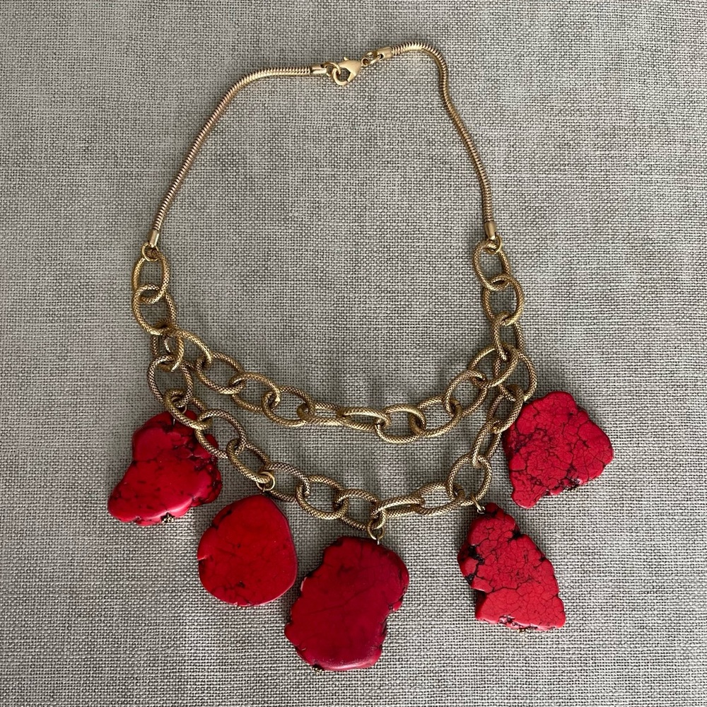 Anthropologie Red Stone Necklace